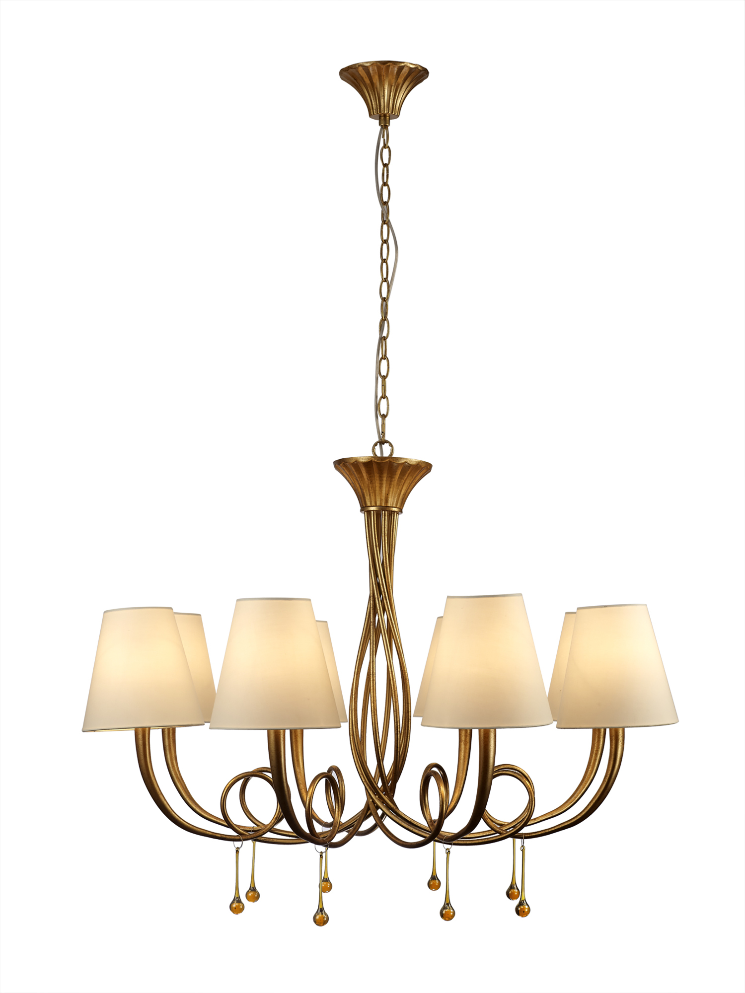 M6205  Paola Gold Pendant Round 8 Light Gold Painted